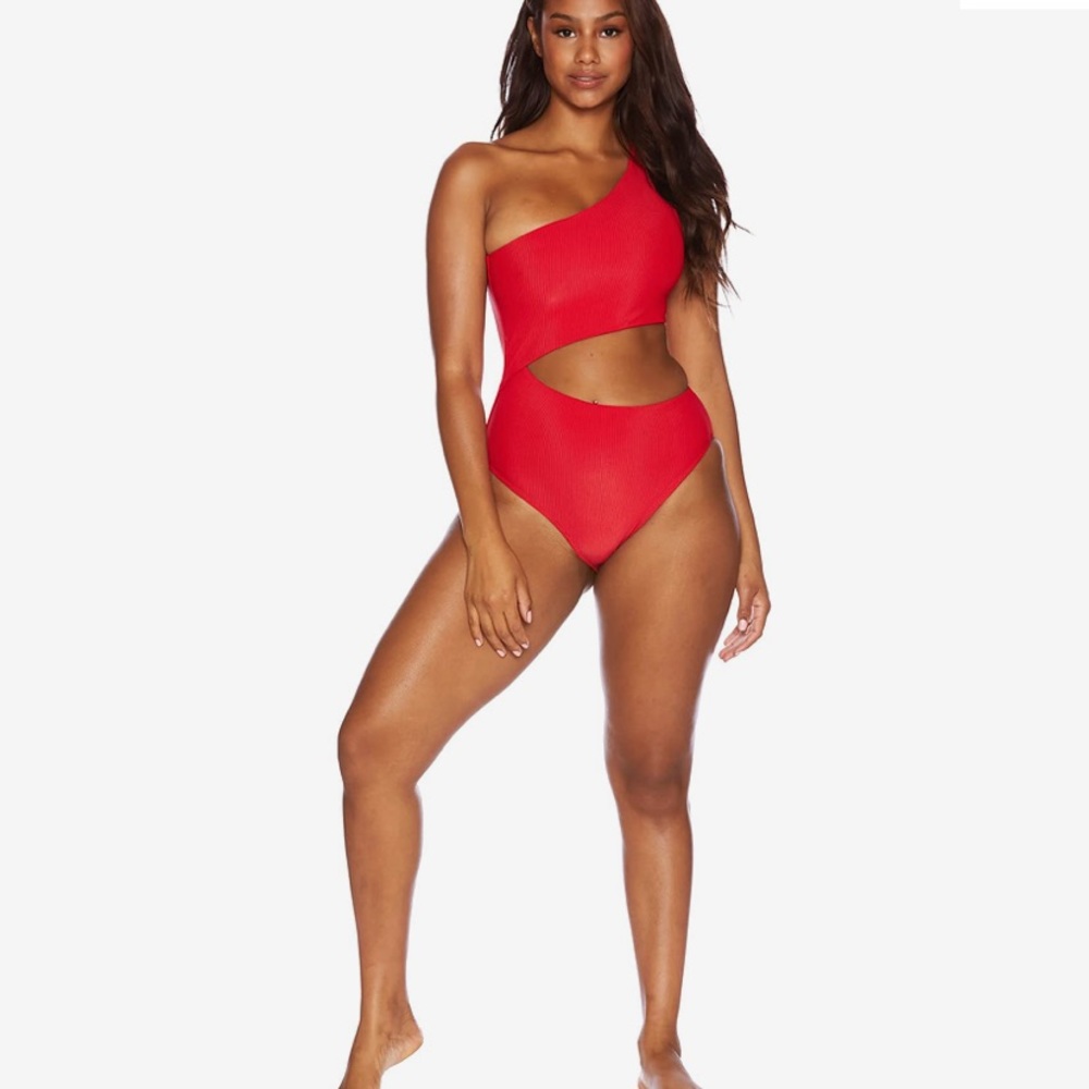 NWT Vince Camuto Asymmetric Cut Out One Shoulder Swimsuit Size 10